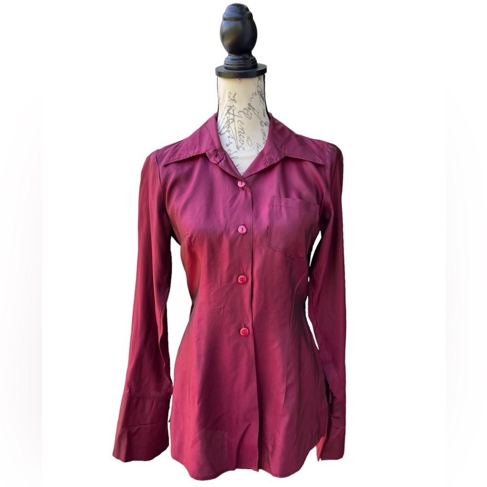 Street code Deep Red Button Down Made In USA Women Size S